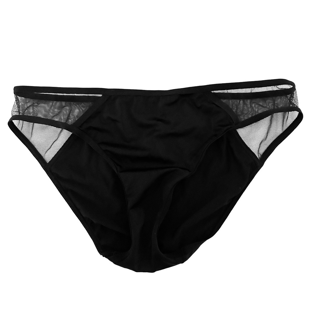 Victoria's Secret Black Bikini Briefs with Sheer Mesh Insets